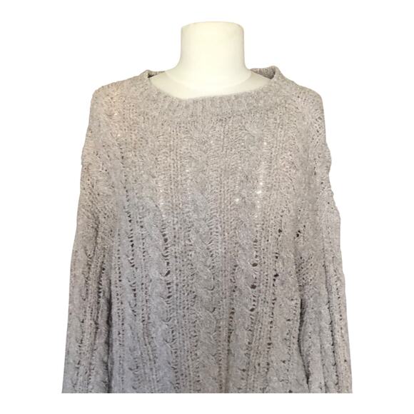 American Eagle Outfitters Sweater Gray Pullover Crochet Long Sleeve Women Medium - Picture 2 of 11